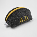 personalized mini felt pouch dark grey dumpling case