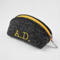 personalized mini felt pouch dark grey dumpling case