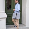 male laptop bag light grey felt shoulder bag with black car belt strap