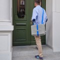 light grey felt shoulder male bag with blue car belt strap 15 inch laptop bag