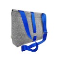 light grey felt shoulder male bag with blue car belt strap 15 inch laptop bag