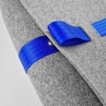 light grey felt shoulder male bag with blue car belt strap 15 inch laptop bag