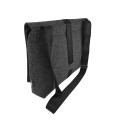 dark grey felt male shoulder bag with black car belt strap 15 inch laptop bag