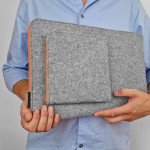 MAC CASE WITH POCKET ORANGE ZIPPER