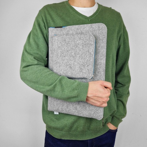 mac case with pocket felt laptop sleeve hand made cover blue zipper