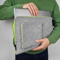 macbook case with pocket felt laptop sleeve green zippers hand made