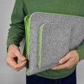 macbook case with pocket felt laptop sleeve green zippers hand made 16 inch cover