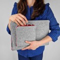 macbook case with pocket red zipper felt laptop sleeve hand made