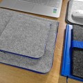 macbook case with pocket felt hand made laptop sleeve blue zippers mac pro 14 cover