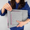 macbook case with pocket and pink zippers hand made felt laptop sleeve