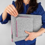 MAC CASE WITH POCKET PINK ZIPPER