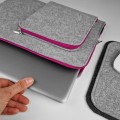 macbook case with pocket and pink zippers hand made felt laptop sleeve 14 inch