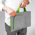 laptop sleeve with green zipper and hands felt MacBook cover with front pocket 15 inch