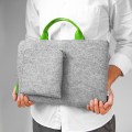 laptop sleeve with green zipper and hands felt MacBook cover with front pocket 16 inch