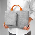 felt laptop sleeve with orange zipper and hands MacBook case 16 inch