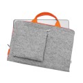 felt laptop sleeve with orange zipper and hands MacBook case 14 inch