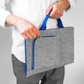 felt laptop sleeve with blue hands and zippers hand made macbook case
