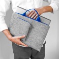 felt laptop sleeve with blue hands and zippers hand made macbook case