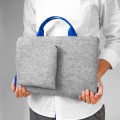 felt laptop sleeve with blue hands and zippers hand made macbook case