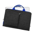 dark grey felt laptop sleeve with pocket and blue hands MacBook case hand made 13 inch cover