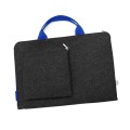 dark grey felt laptop sleeve with pocket and blue hands MacBook case