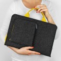 dark grey felt sleeve with yellow zippers and hands laptop case macbook cover 13 inch hand made