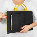 dark grey felt sleeve with yellow zippers and hands laptop case macbook cover 15 inch