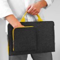 dark grey felt sleeve with yellow zippers and hands laptop case macbook cover 16 inch