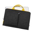 dark grey felt sleeve with yellow zippers and hands laptop case macbook cover 14 inch