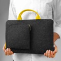 dark grey felt sleeve with yellow zippers and hands laptop case macbook cover mac neo hand made