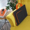 dark grey felt laptop sleeve with orange hands and zipper MacBook case hand made 13 inch cover