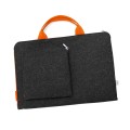 dark grey felt laptop sleeve with orange hands and zipper MacBook case hand made 16 inch cover