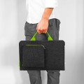 dark grey felt sleeve with green hands and zippers MacBook hand made cover 13 inch
