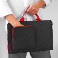 dark grey felt sleeve with red hands and zippers MacBook case laptop cover