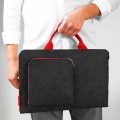 dark grey felt sleeve with red hands and zippers MacBook case laptop cover