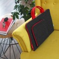 dark grey felt sleeve with red hands and zippers MacBook case laptop cover