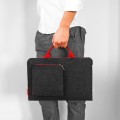 dark grey felt sleeve with red hands and zippers MacBook case laptop cover