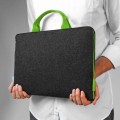 grafitowy pokrowiec na laptopa z filcu zielony zamek rączka macbook 13 cali
