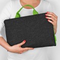 grafitowy pokrowiec na laptopa z filcu zielony zamek rączka macbook etui