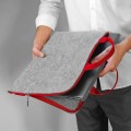 pokrowiec filcowy macbook czerwony zamek szary filc etui z filcu