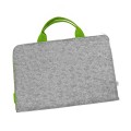 felt laptop cover MacBook case with green handle and zipper hand made sleeve 16 inch