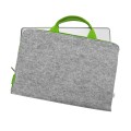felt laptop cover MacBook case with green handle and zipper hand made sleeve 13 inch