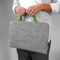 felt laptop cover MacBook case with green handle and zipper hand made sleeve dell hp