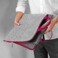 felt laptop cover with pink handle and zipper MacBook sleeve hand made case mac neo