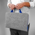 felt laptop cover hand made MacBook sleeve with blue zipper and handle