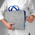 felt laptop cover hand made MacBook sleeve with blue zipper and handle