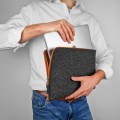 dark grey felt laptop sleeve macbook cover with orange zipper mac case hand made
