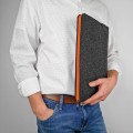 dark grey felt laptop sleeve macbook cover with orange zipper mac case hand made lenovo