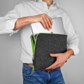 dark grey felt macbook case laptop cover green zipper mac sleeve 16 inch