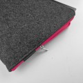 pink zipper macbook sleeve dark grey felt laptop cover hand made mac case air 15 in